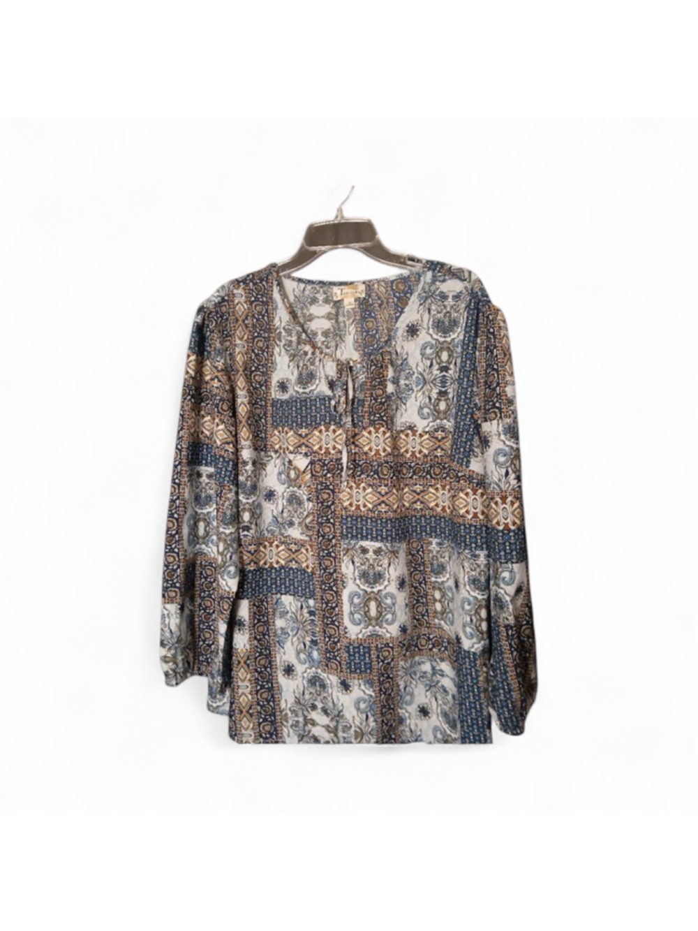 Tanzara Women's 3X Boho Patchwork Print Blouse - INV48 A1